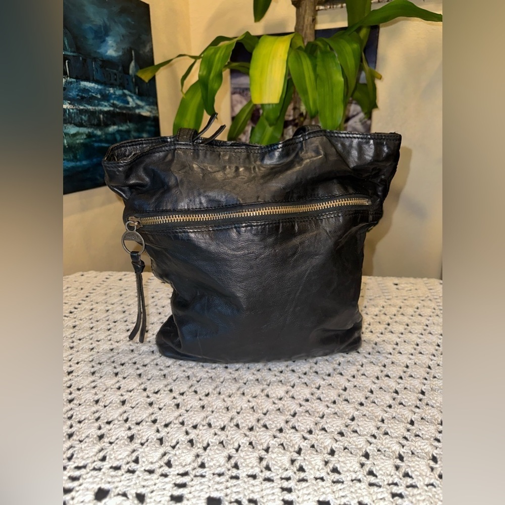 Vintage Margot New York  Shoulder Bag Black Leather Purse with brass engines.